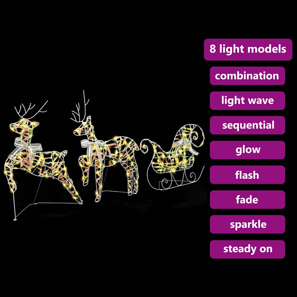 vidaXL LED Renifery z 60 diodami LED 3 pcs Ciepła biel PET