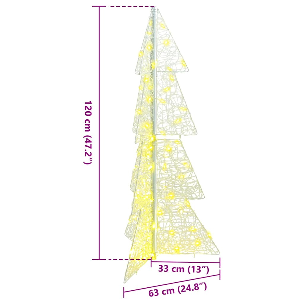 vidaXL Choinka z 100 diodami LED Ciepła biel 120 cm Akryl