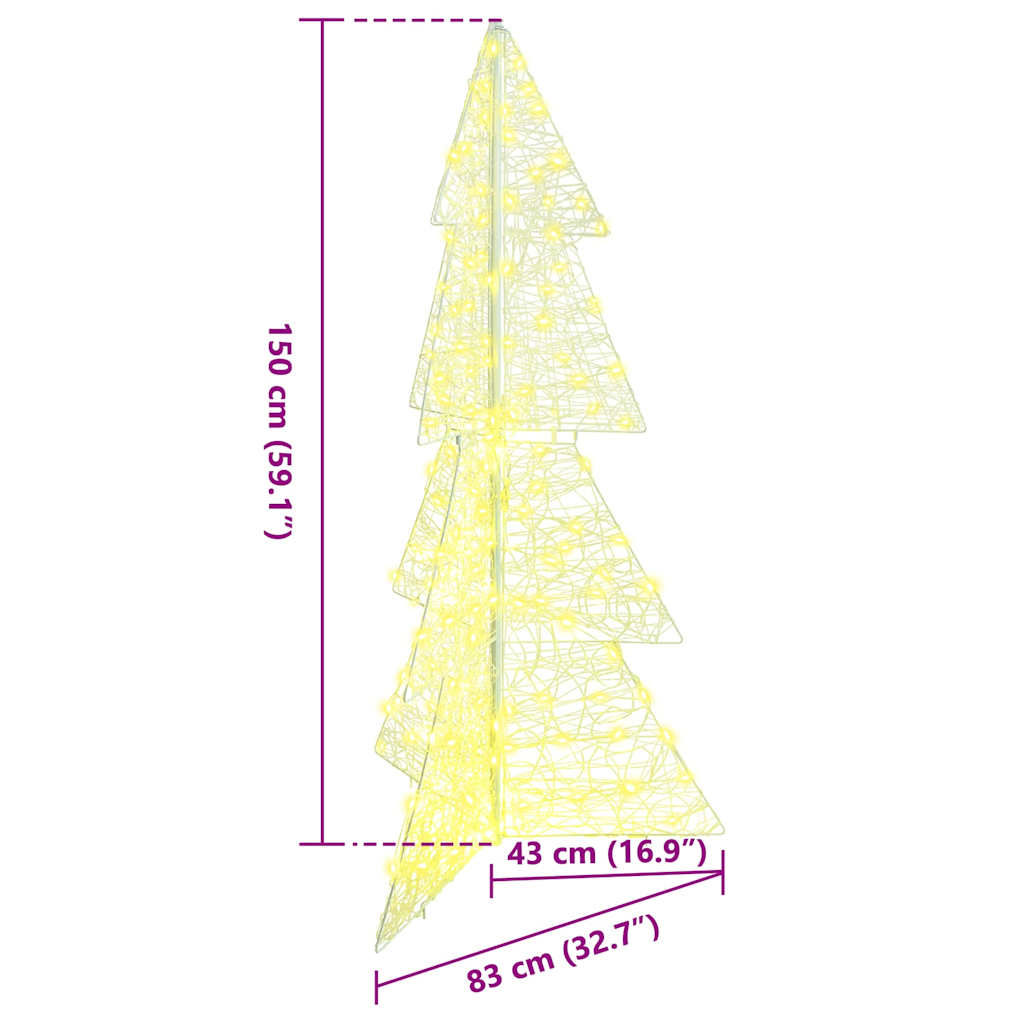 vidaXL Choinka z 160 diodami LED Ciepła biel 150 cm Akryl