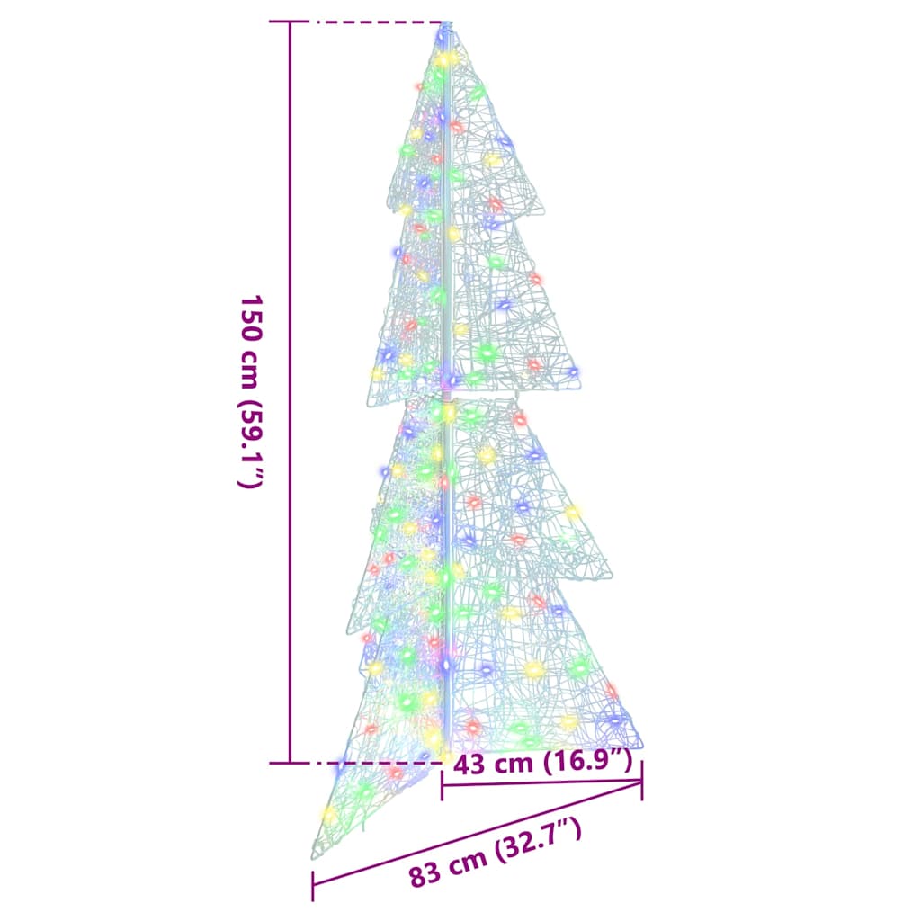 vidaXL Choinka z 160 diodami LED Wielokolorowe 150 cm Akryl