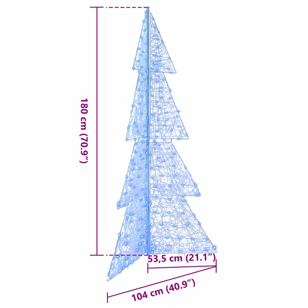 vidaXL Choinka z 240 diodami LED Niebieski 180 cm Akryl