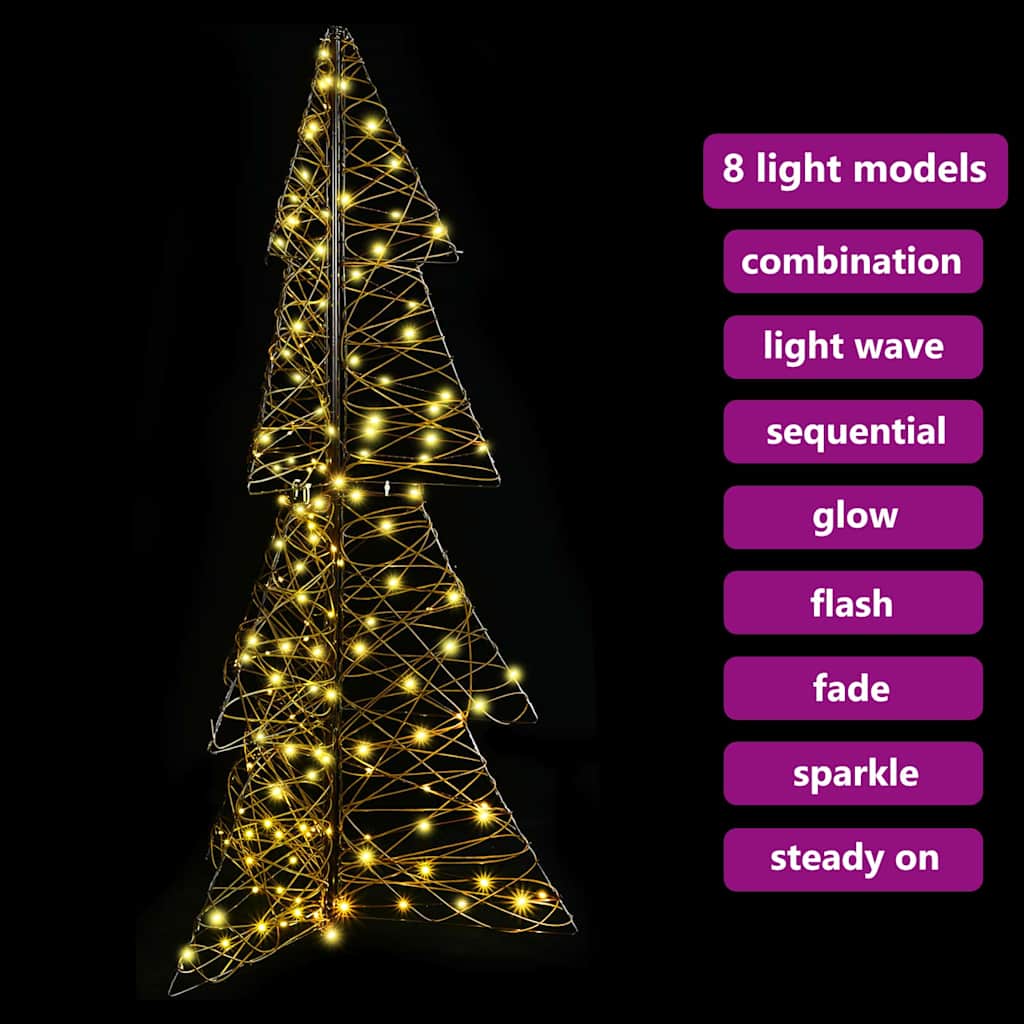 vidaXL Choinka z 160 diodami LED Ciepła biel 150 cm rattan