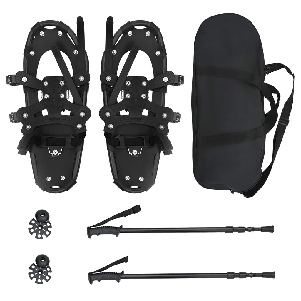 vidaXL Rakiety śnieżne 3 w 1 z kijami trekkingowymi Czarny 53 x 21 cm