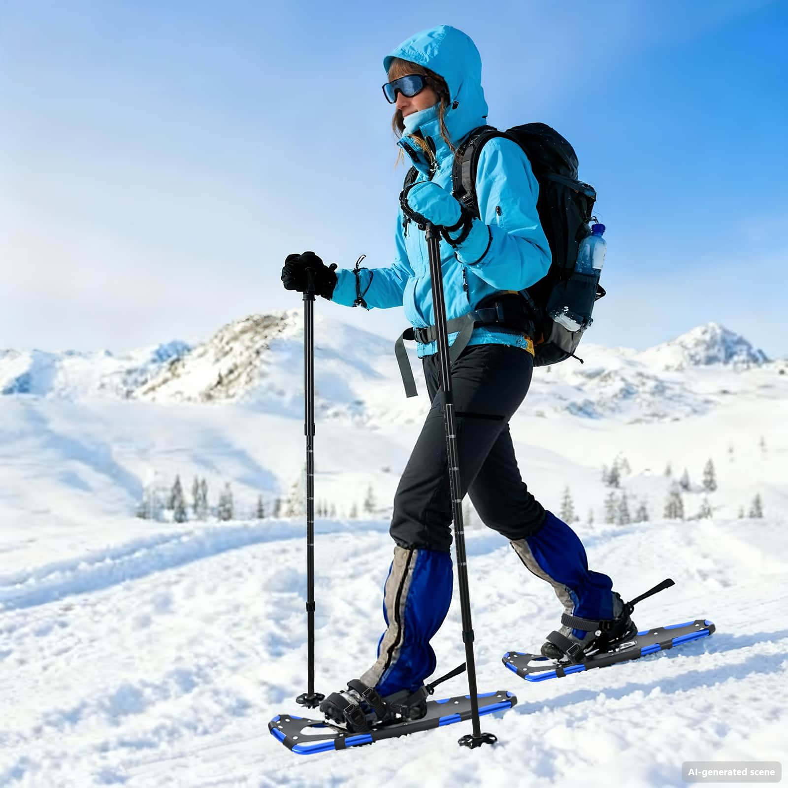 vidaXL 3 w 1 Rakiety śnieżne Niebieski i Czarny 78,5 x 22 cm