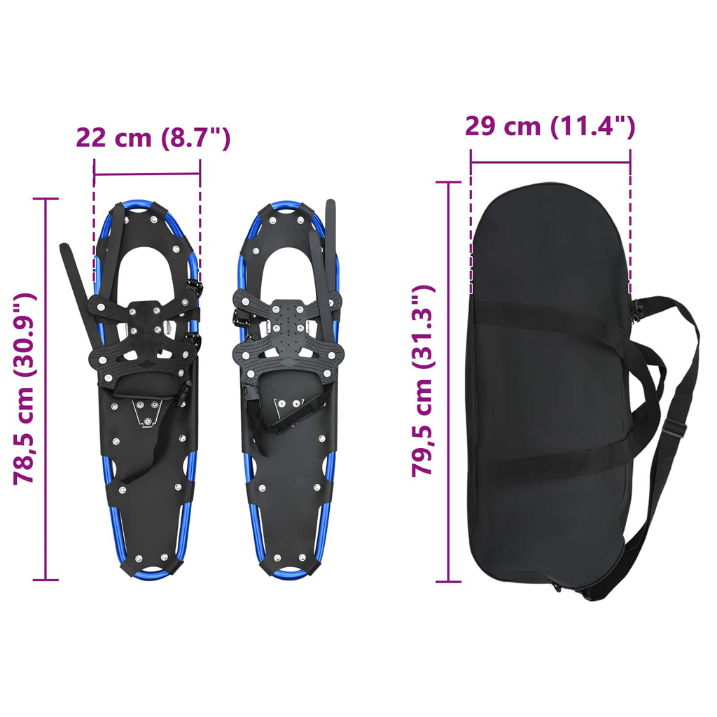 vidaXL 3 w 1 Rakiety śnieżne Niebieski i Czarny 78,5 x 22 cm