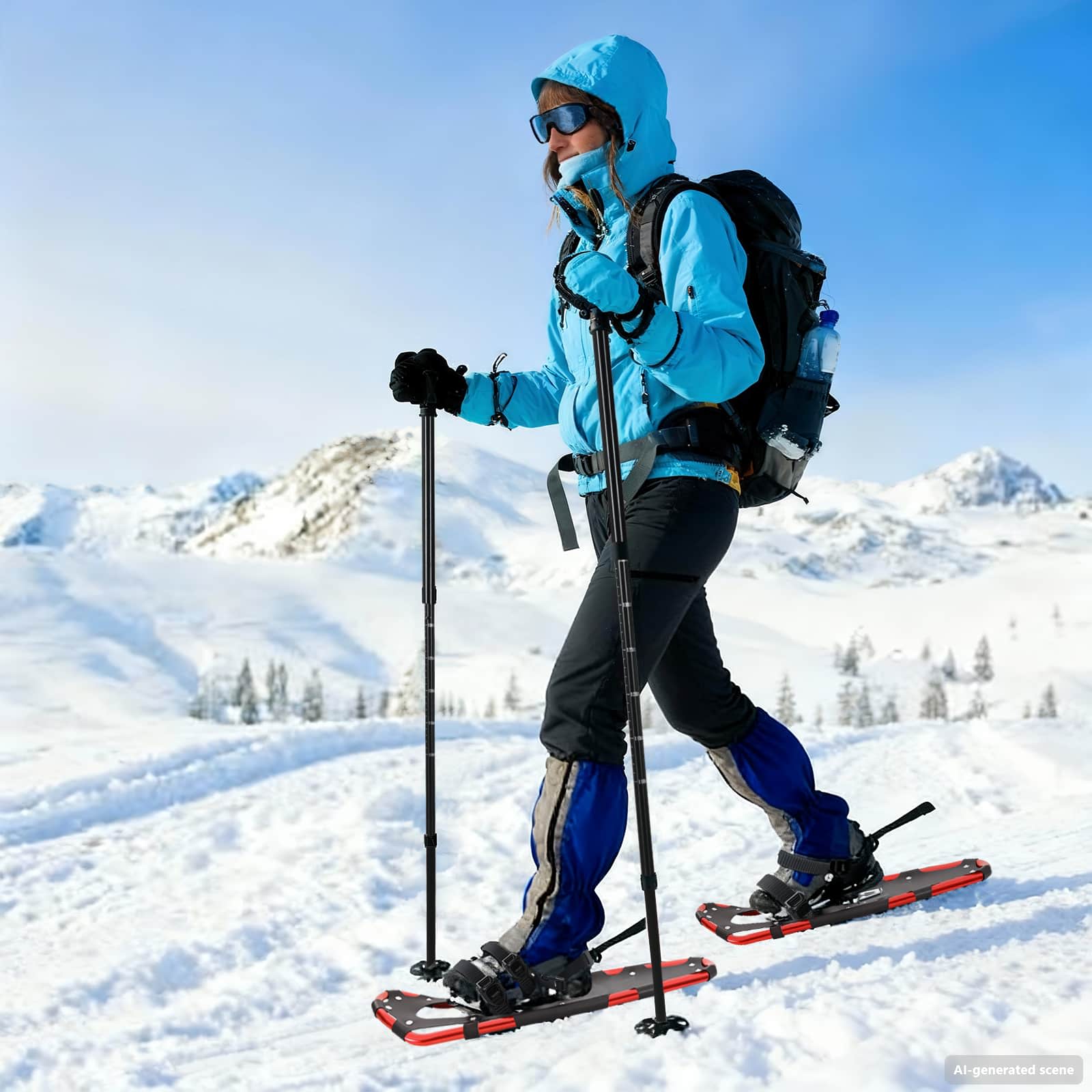 vidaXL 3 w 1 Rakiety śnieżne Czerwony i Czarny 78,5 x 22 cm