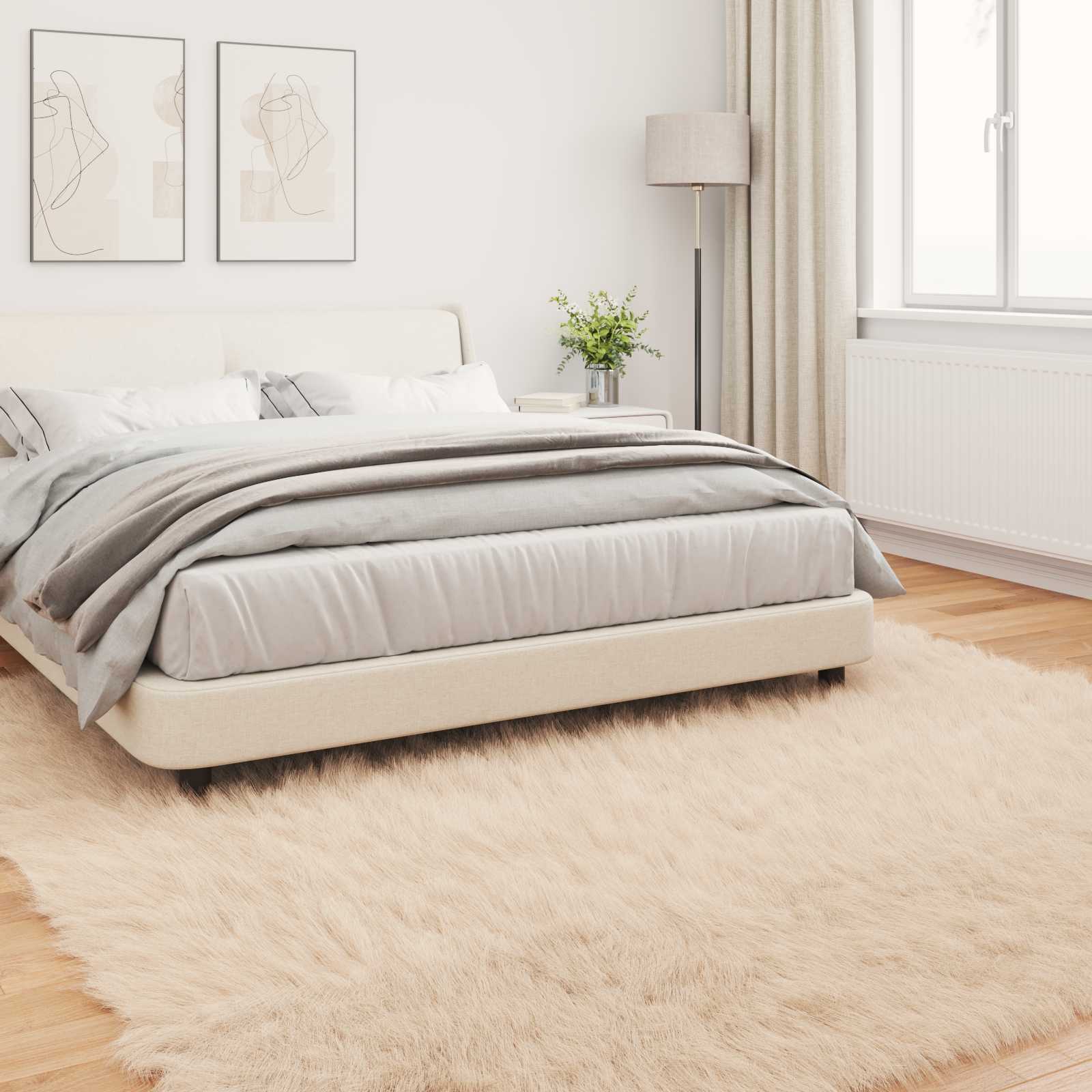 vidaXL Dywan z sztucznej owczej skóry TAFALLA Beżowy 200 x 200 cm