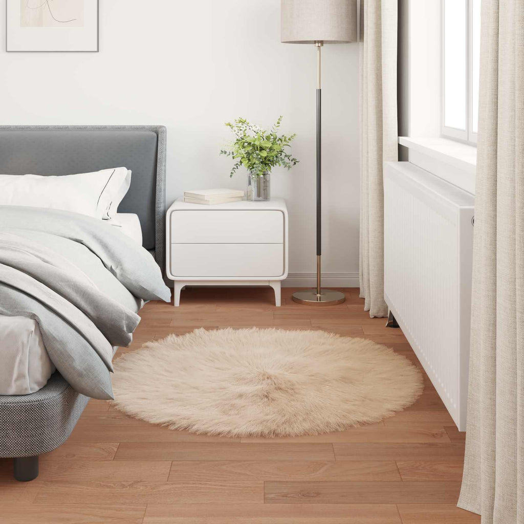 vidaXL Dywan z sztucznej owczej skóry TAFALLA Beżowy Ø 120 cm