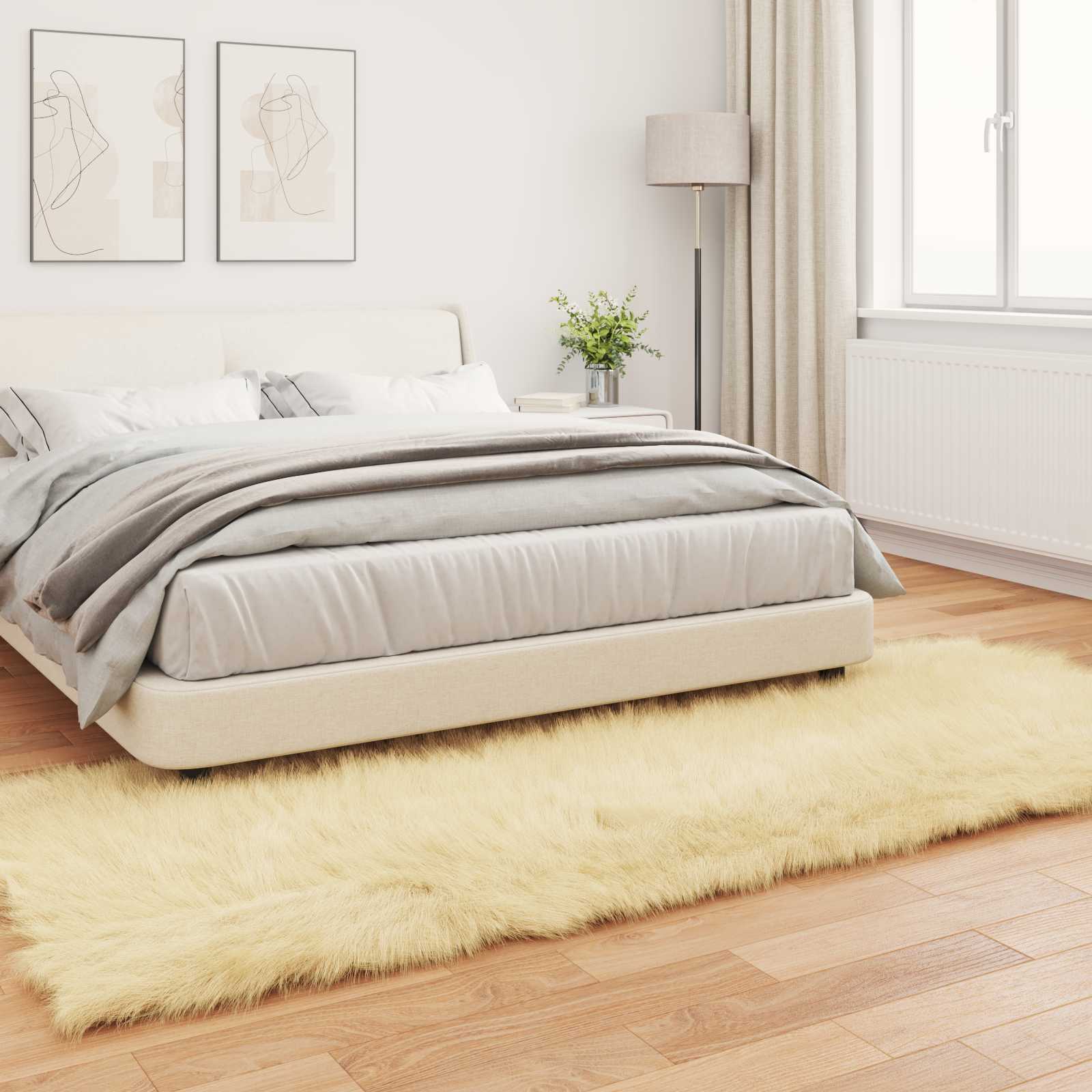 vidaXL Dywan z sztucznej owczej skóry TAFALLA kremowy 80 x 250 cm