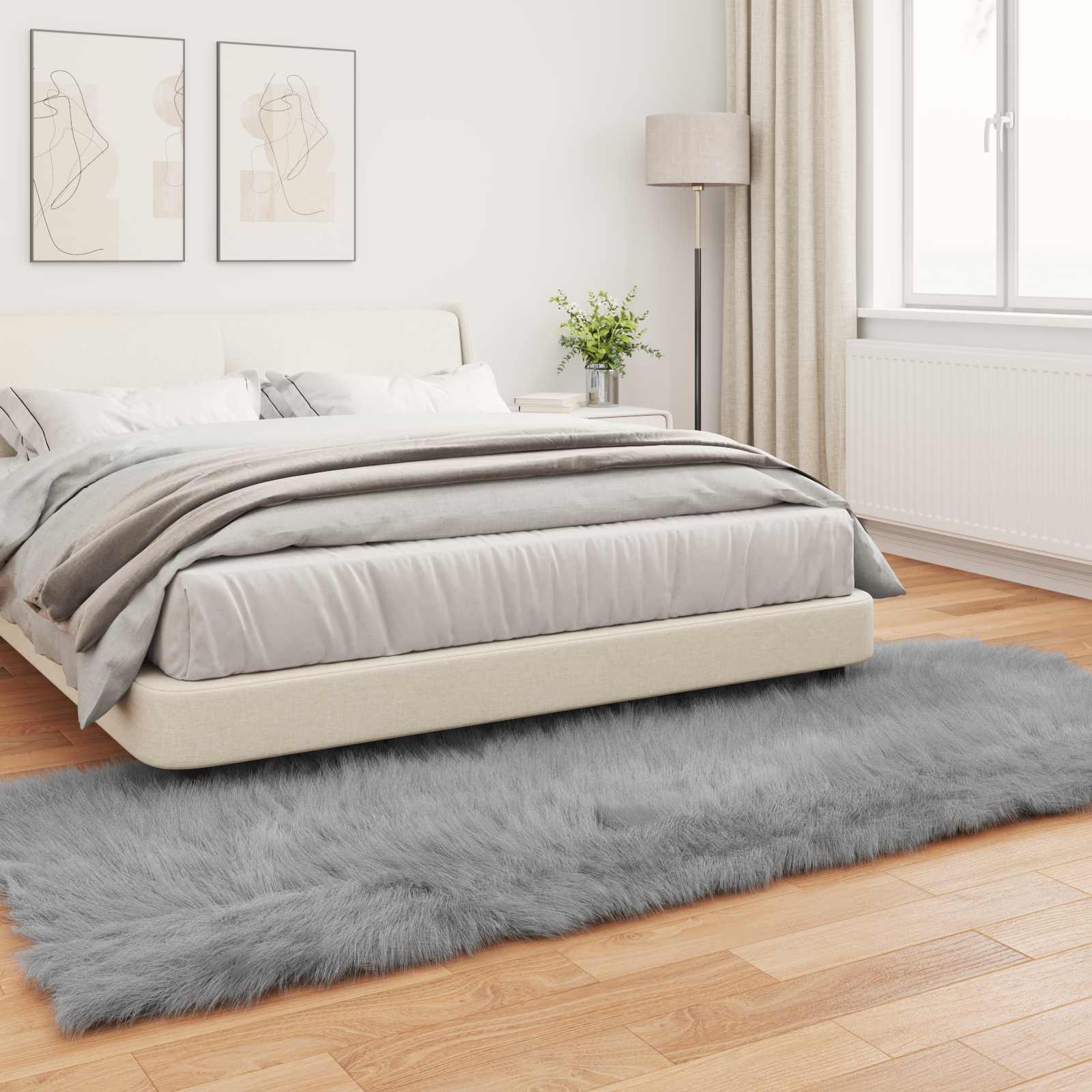 vidaXL Dywan z sztucznej owczej skóry TAFALLA Szary 80 x 250 cm