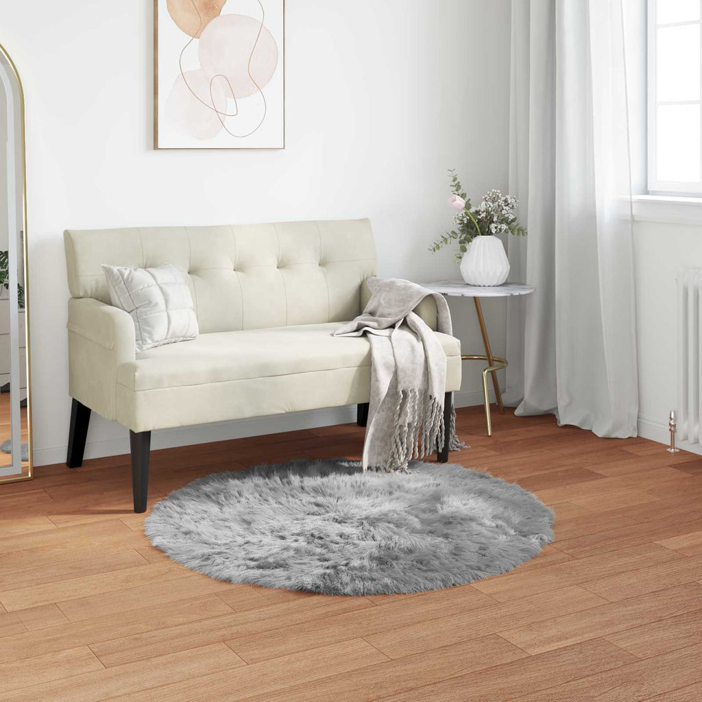 vidaXL Dywan z sztucznej owczej skóry TAFALLA Szary Ø 120 cm Poliester