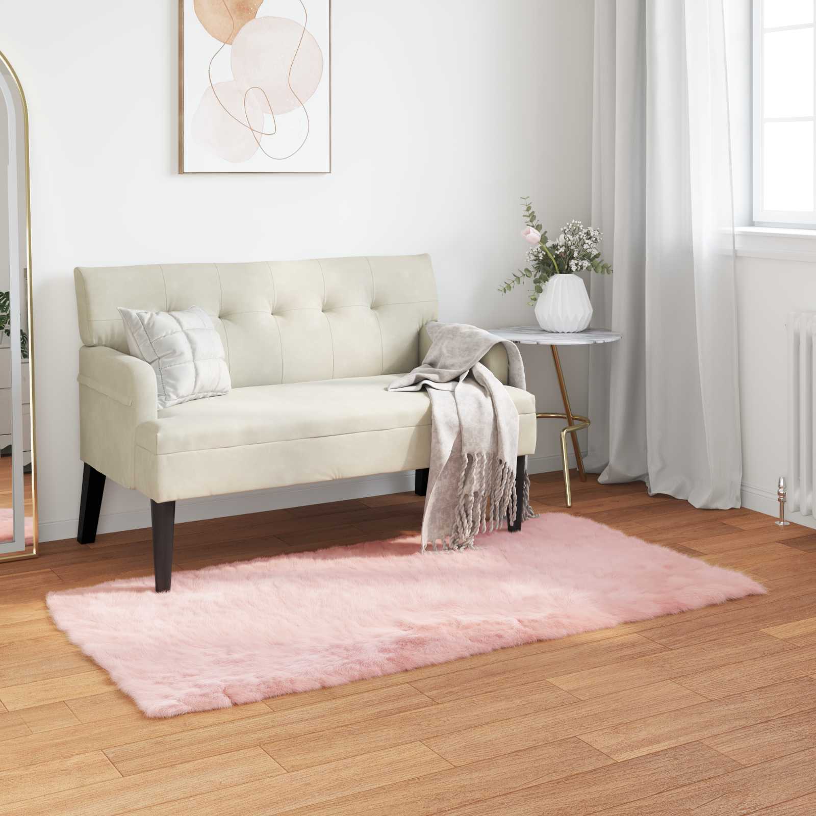 vidaXL Dywan z sztucznej owczej skóry TAFALLA różowy 80 x 150 cm