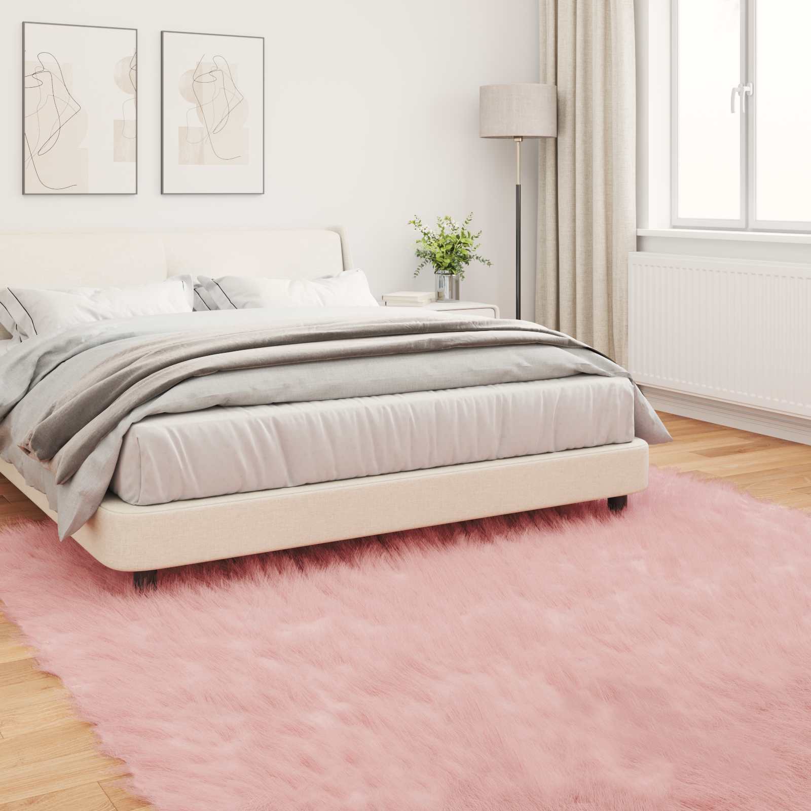 vidaXL Dywan z sztucznej owczej skóry TAFALLA różowy 200 x 200 cm
