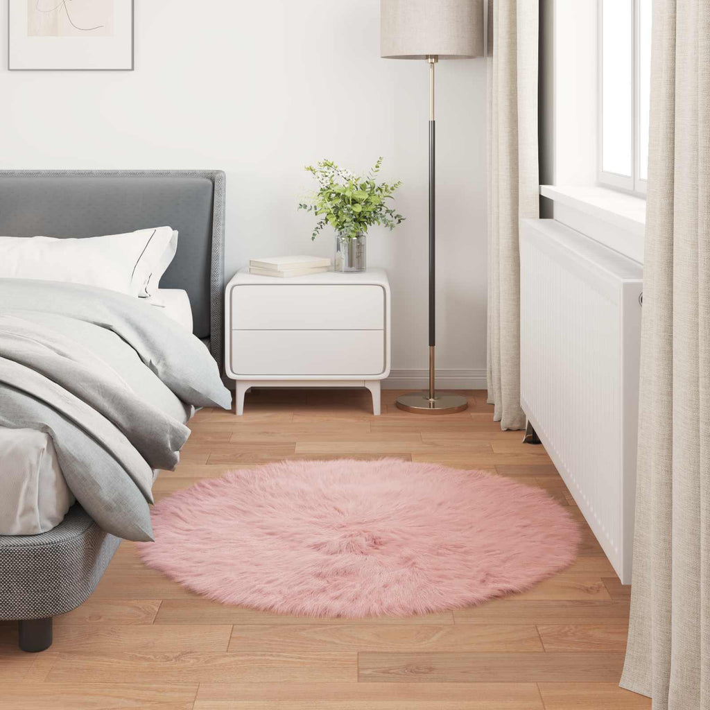 vidaXL Dywan z sztucznej owczej skóry TAFALLA różowy Ø 100 cm