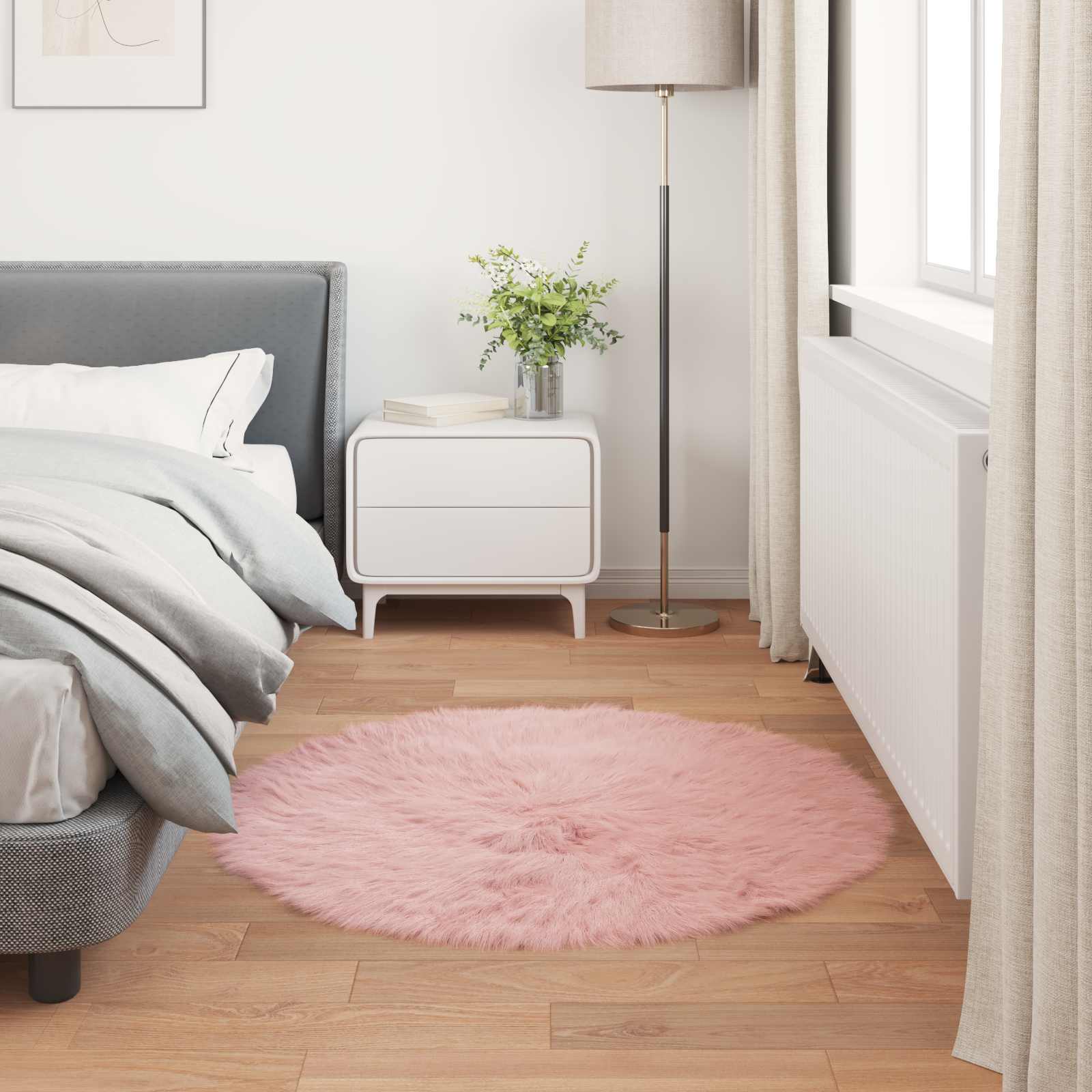 vidaXL Dywan z sztucznej owczej skóry TAFALLA różowy Ø 100 cm