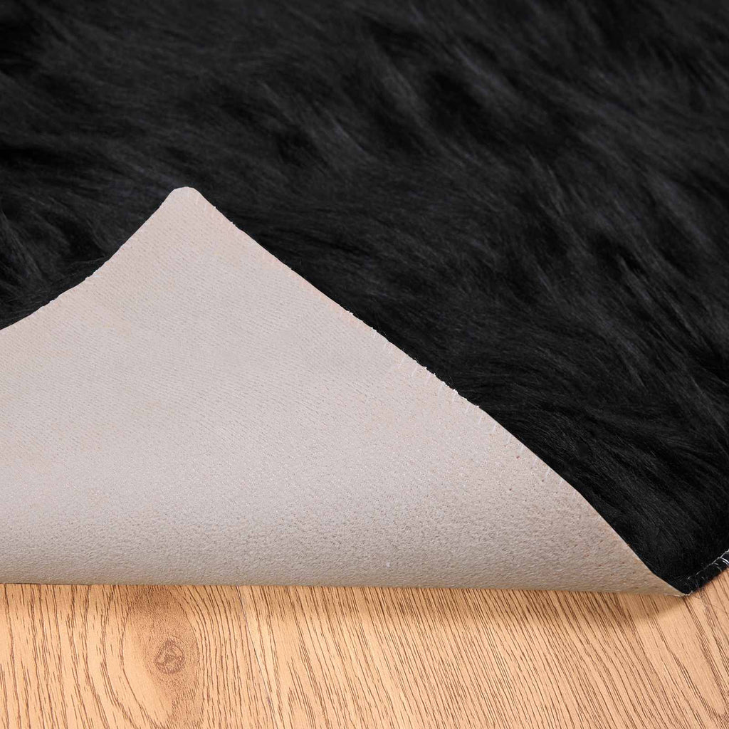 vidaXL Dywan z sztucznej owczej skóry TAFALLA Czarny 80 x 250 cm