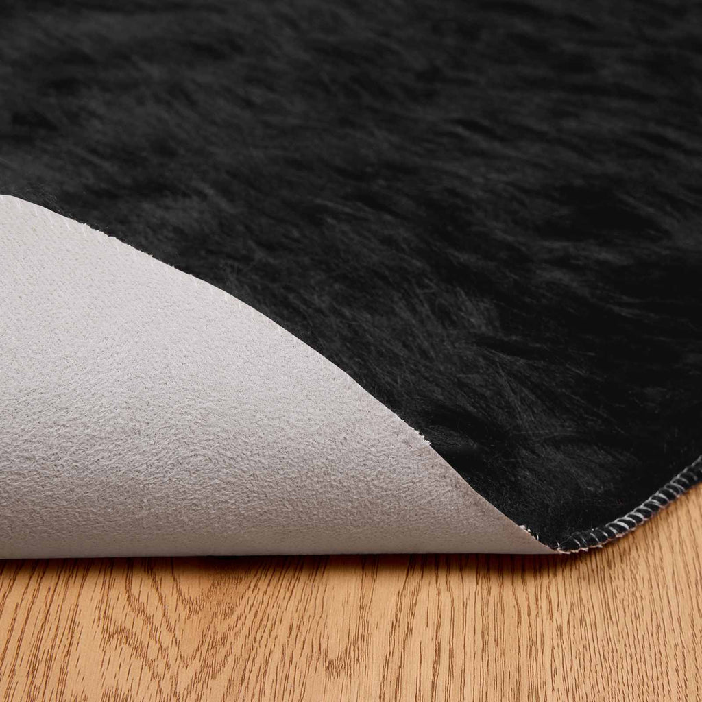 vidaXL Dywan z sztucznej owczej skóry TAFALLA Czarny Ø 120 cm