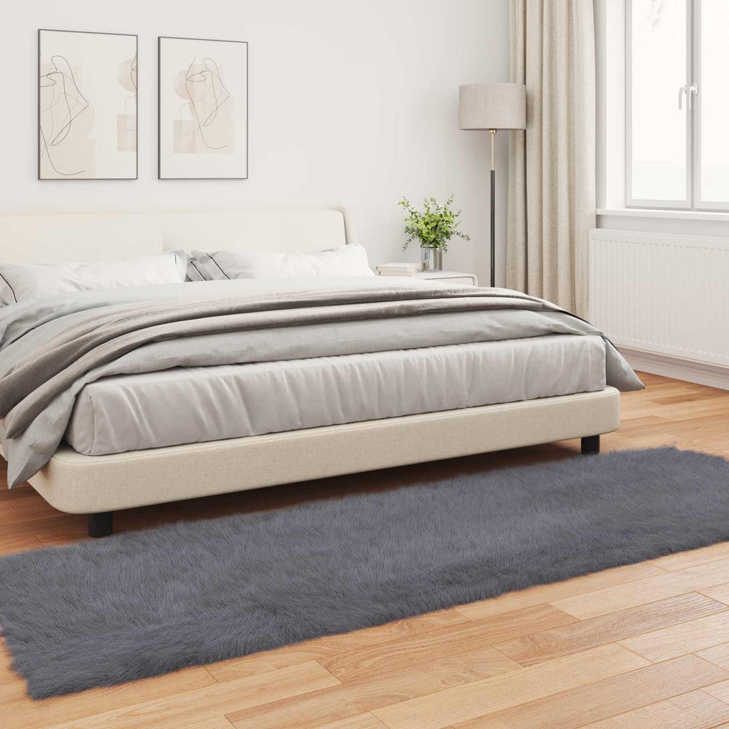 vidaXL Dywan z sztucznej owczej skóry TAFALLA antracytowy 80 x 250 cm