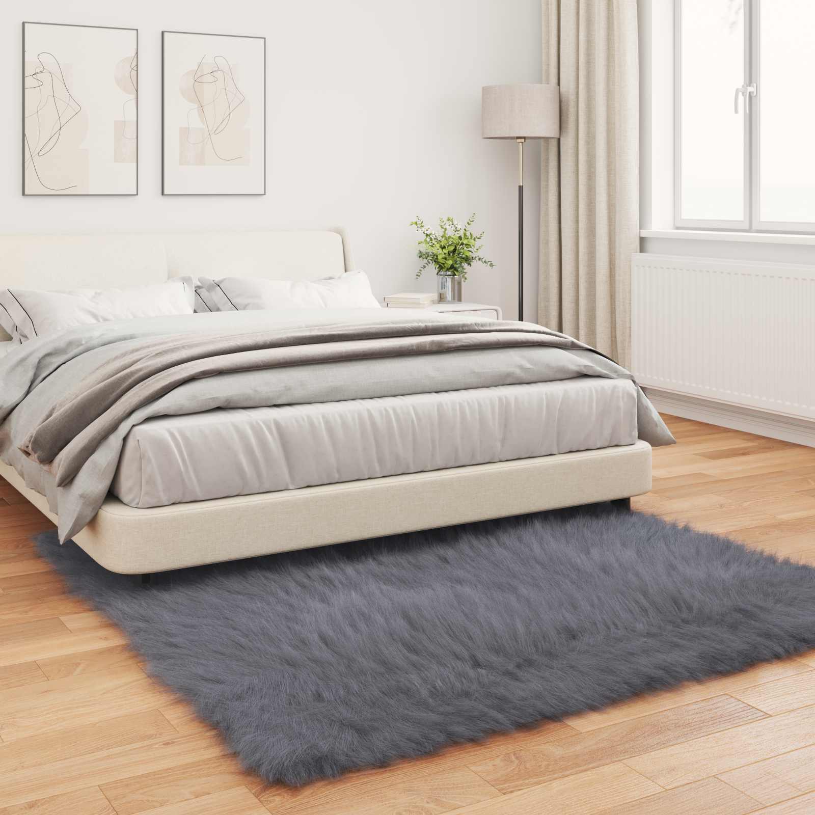 vidaXL Dywan z sztucznej owczej skóry TAFALLA antracytowy 120 x 120 cm