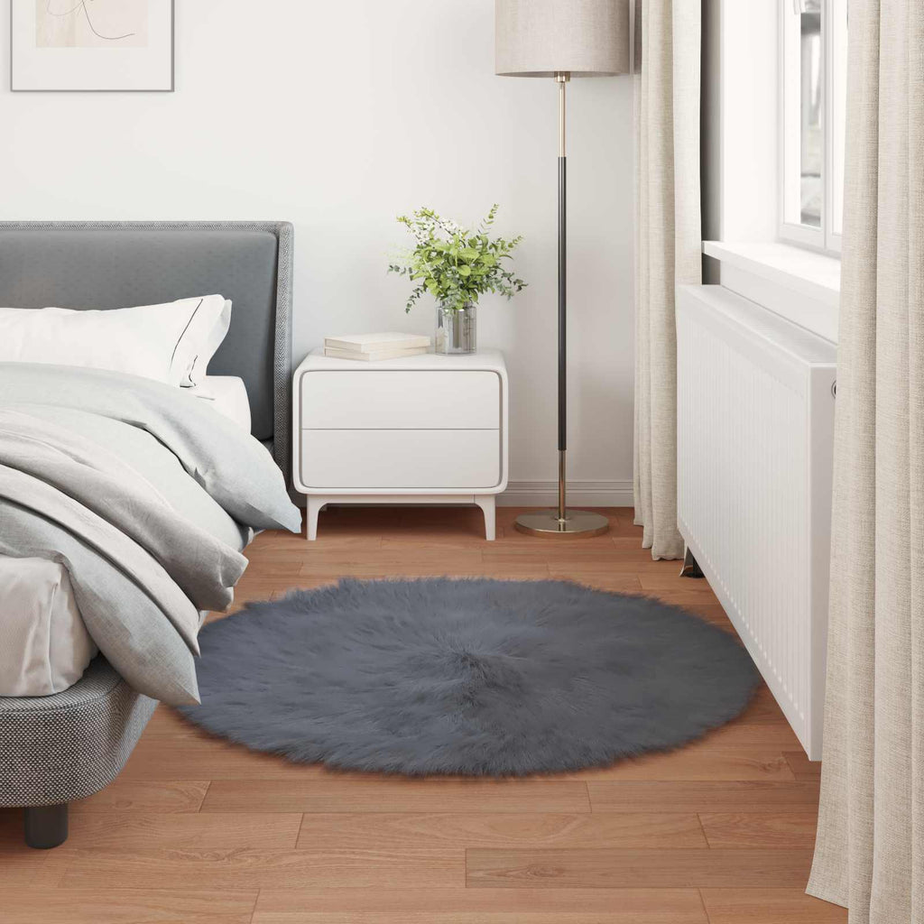 vidaXL Dywan z sztucznej owczej skóry TAFALLA antracytowy Ø 80 cm