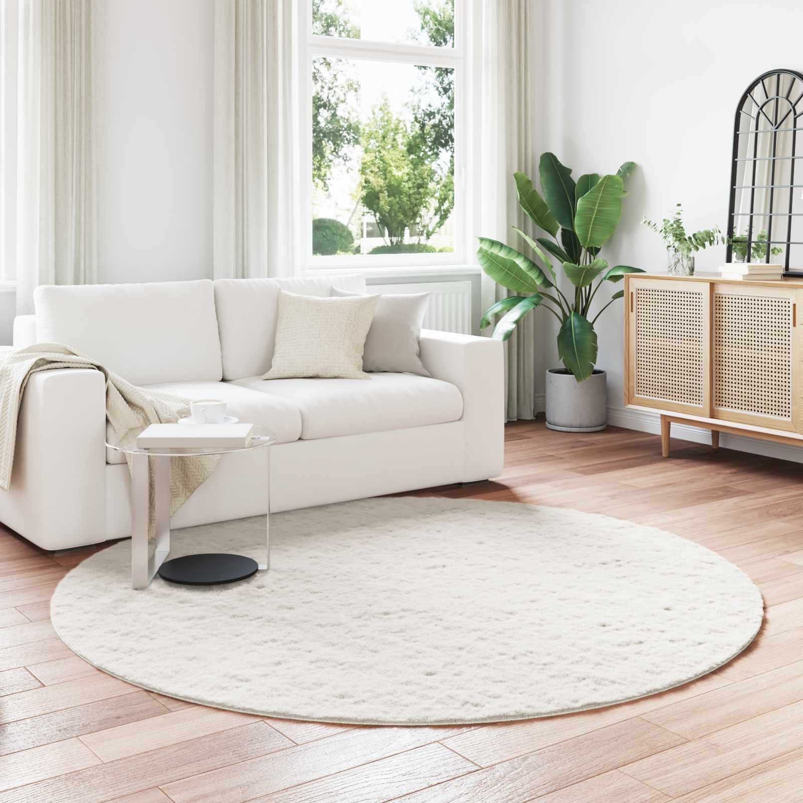 vidaXL Dywan antypoślizgowy z sztucznego futra królika OLITE kremowy