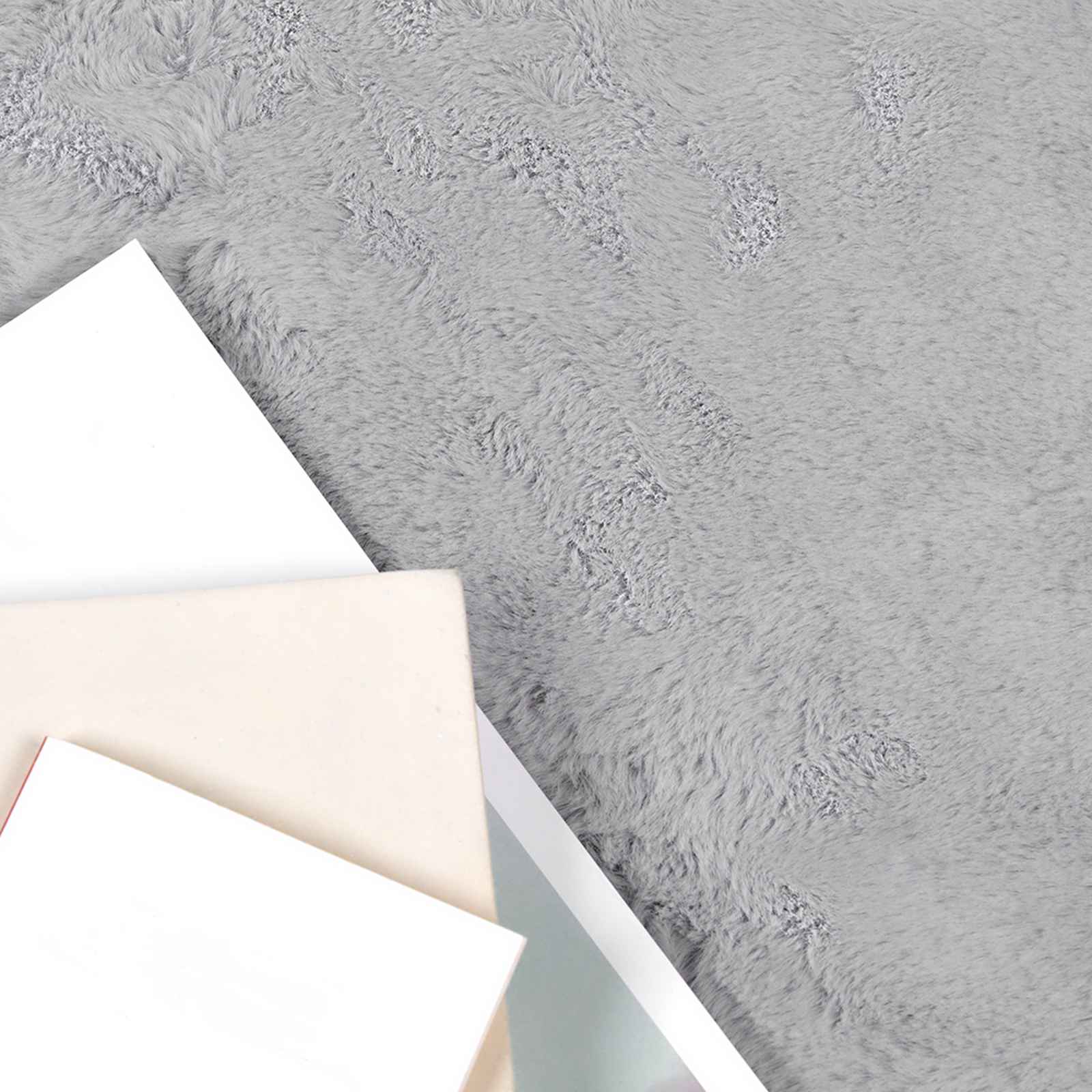 vidaXL Dywan antypoślizgowy z sztucznego futra królika OLITE Szary