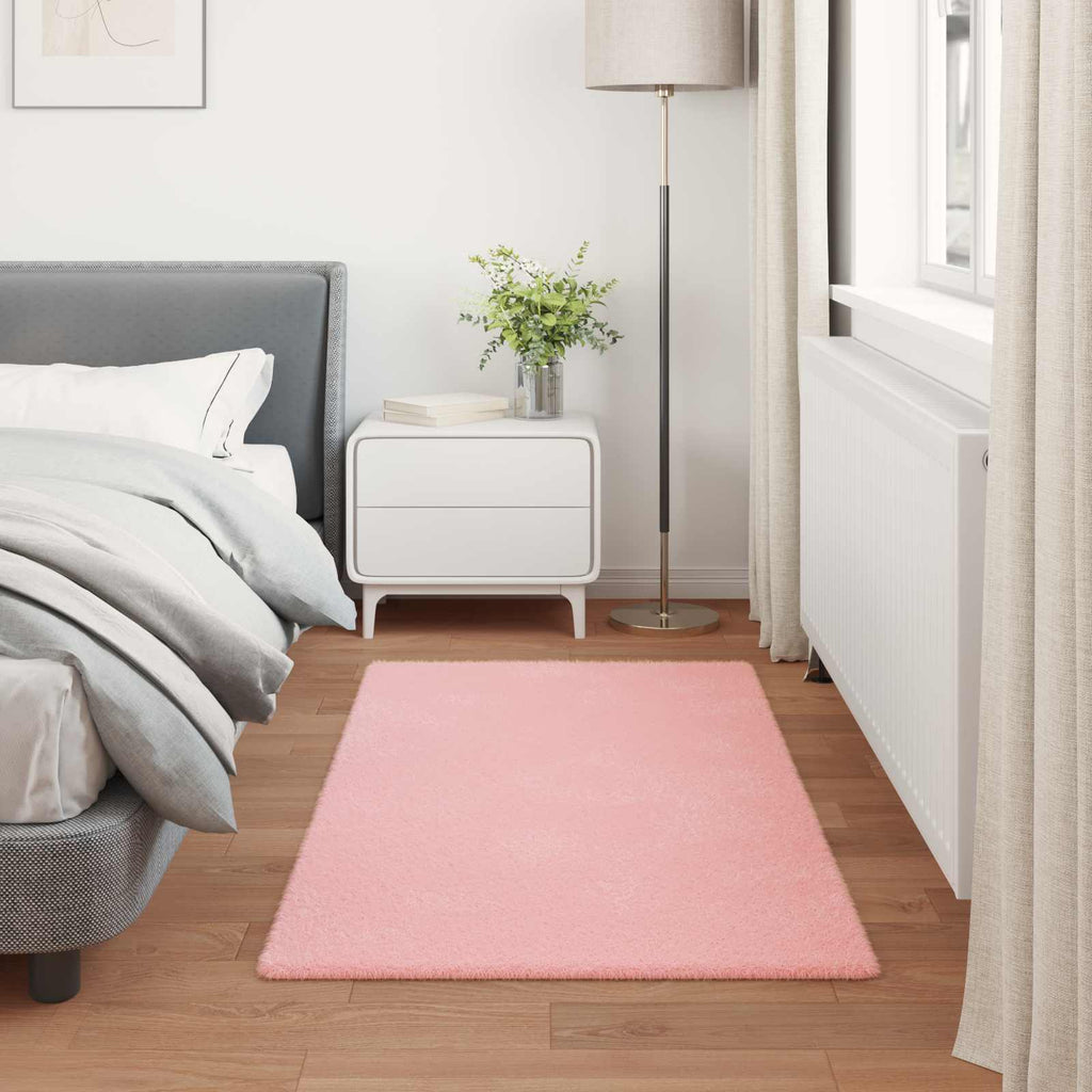 vidaXL Dywan antypoślizgowy z sztucznego futra królika OLITE różowy