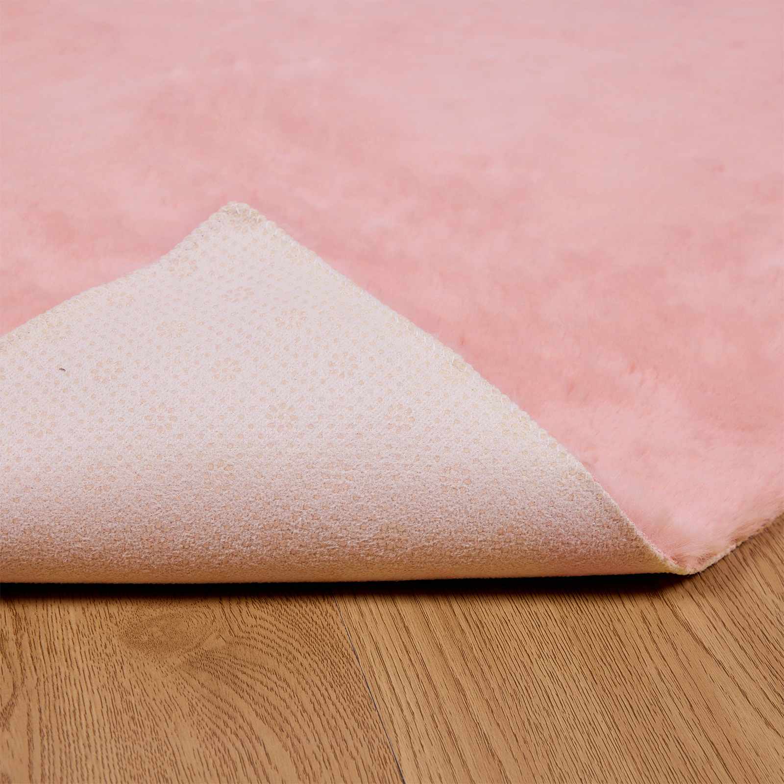 vidaXL Dywan antypoślizgowy z sztucznego futra królika OLITE różowy