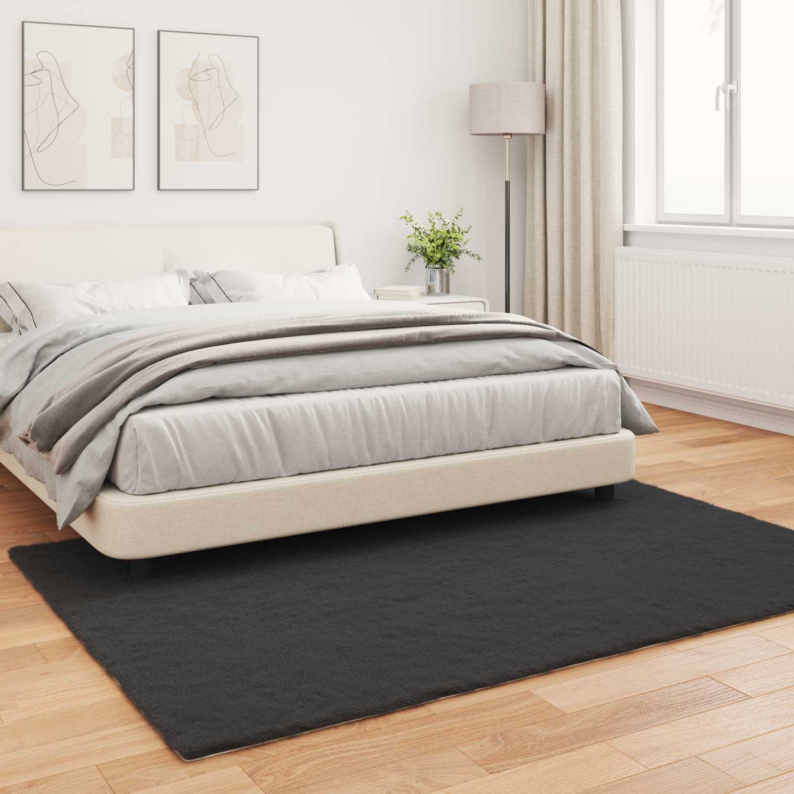 vidaXL Dywan antypoślizgowy z sztucznego futra królika OLITE Czarny