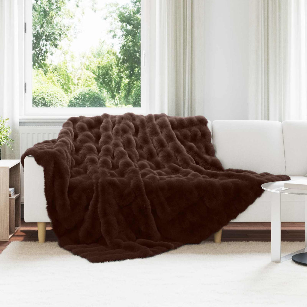 vidaXL Koc antypoślizgowy z sztucznego futra królika Olite 4 pcs Camel