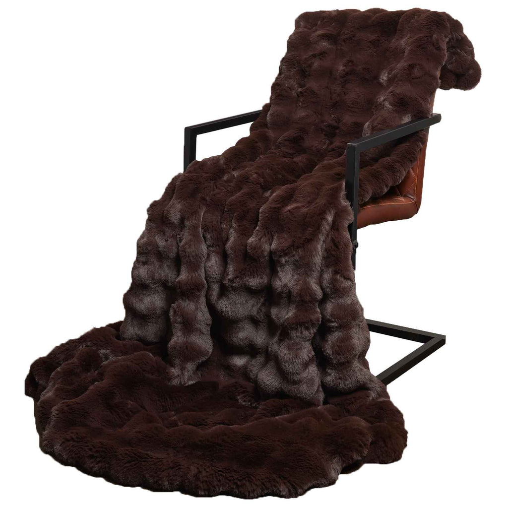 vidaXL Koc antypoślizgowy z sztucznego futra królika Olite 4 pcs Camel