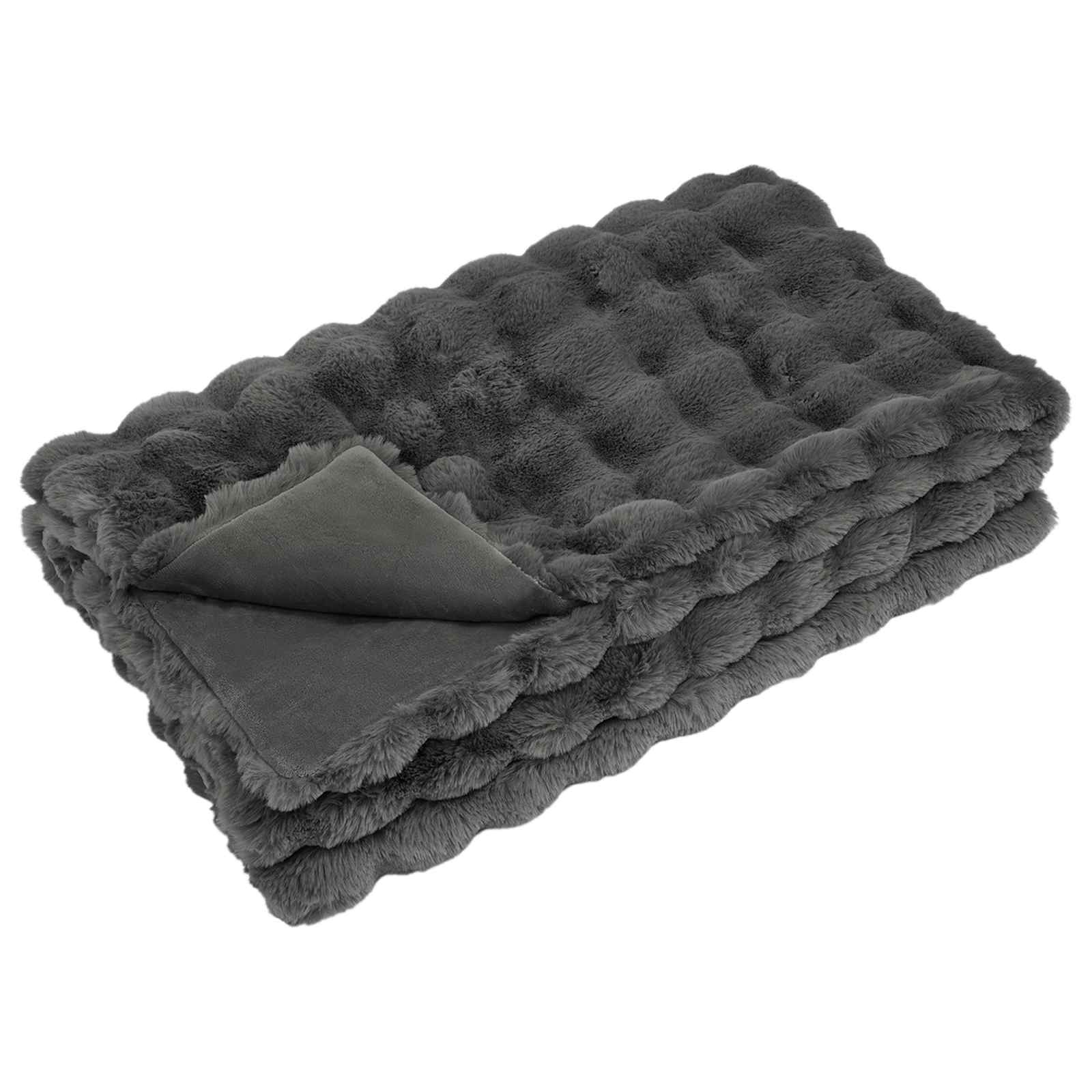 vidaXL Koc antypoślizgowy z sztucznego futra królika Olite ciemnoszary