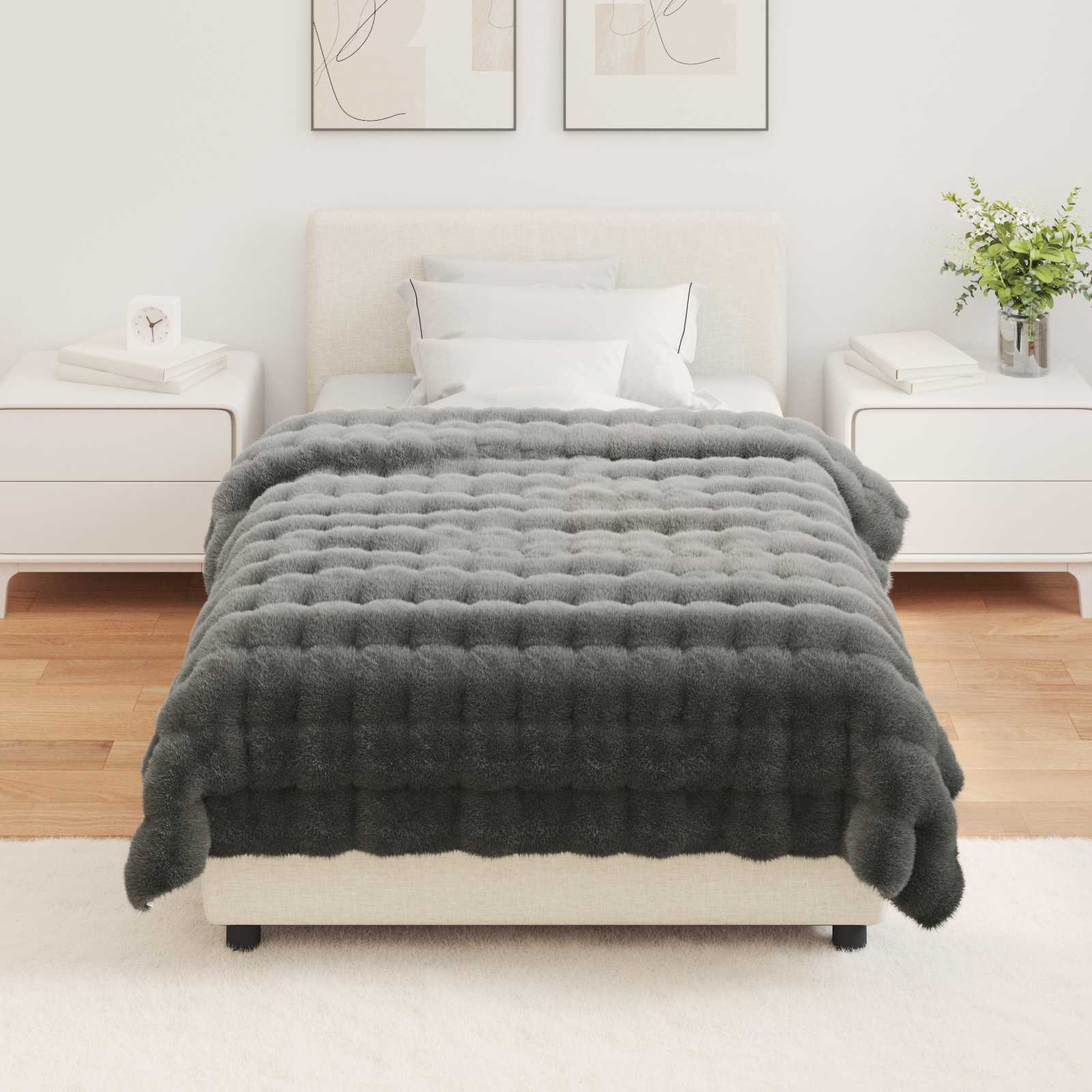 vidaXL Koc antypoślizgowy z sztucznego futra królika Olite 4 pcs
