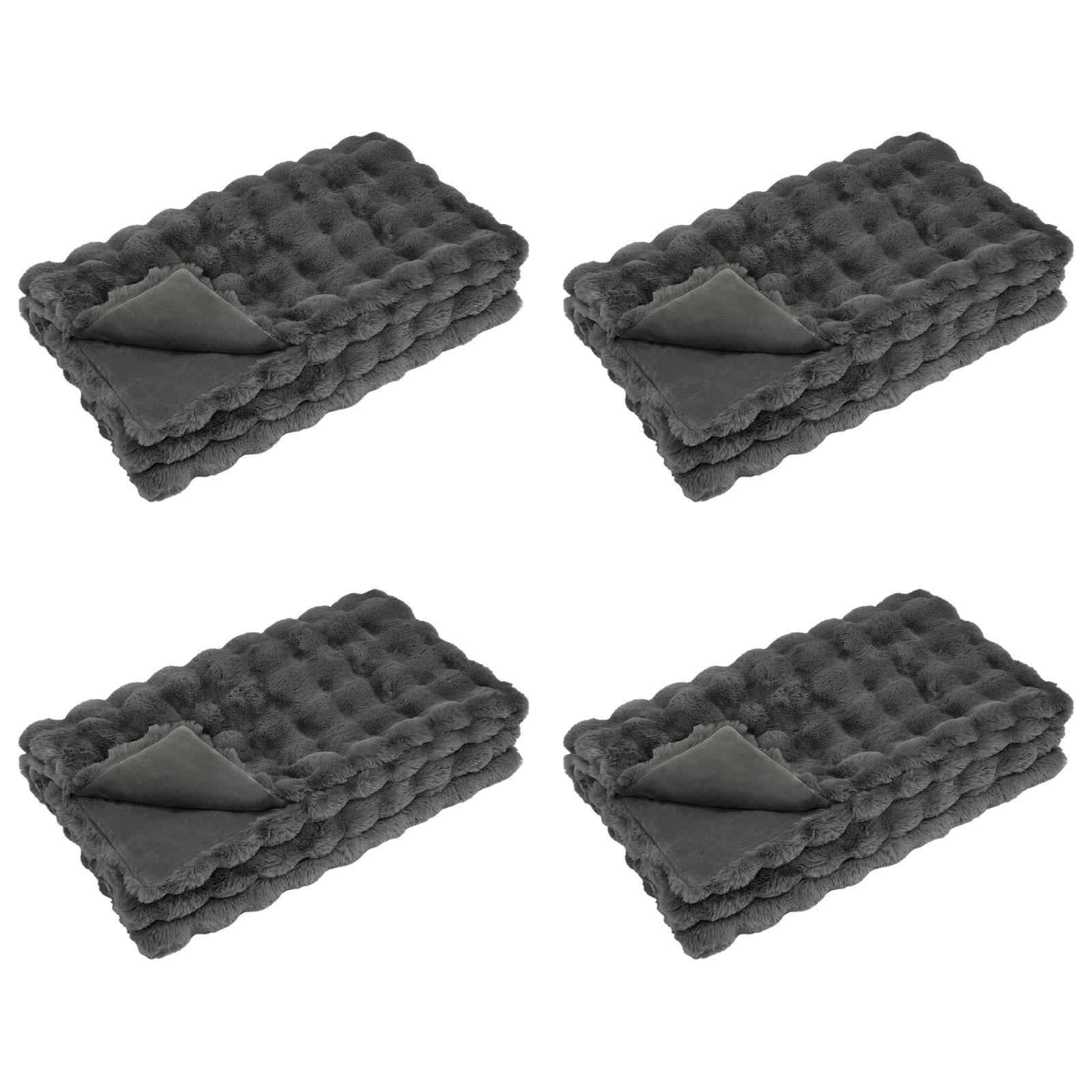 vidaXL Koc antypoślizgowy z sztucznego futra królika Olite 4 pcs
