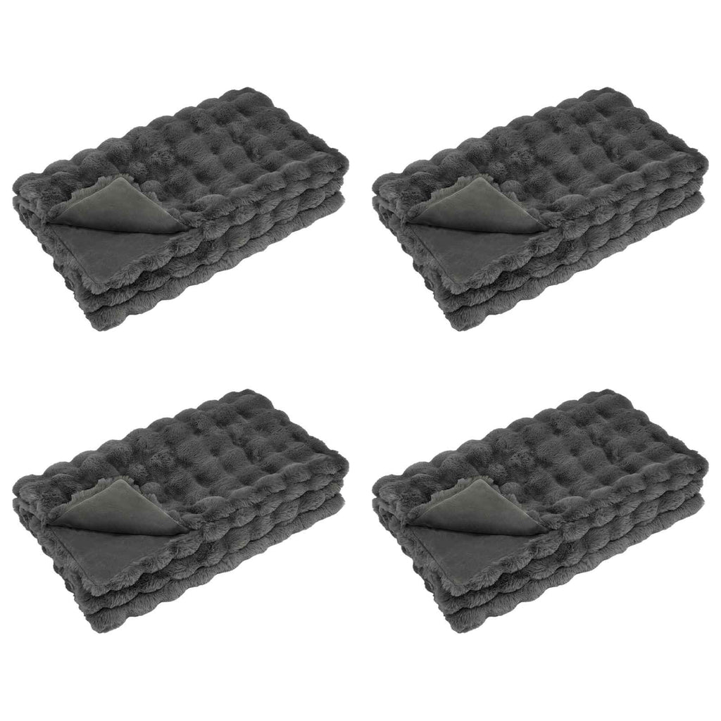 vidaXL Koc antypoślizgowy z sztucznego futra królika Olite 4 pcs