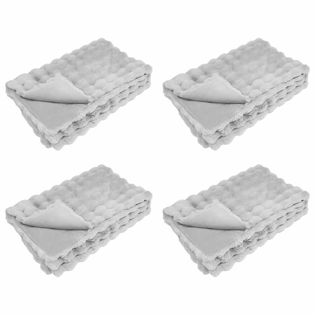 vidaXL Koc antypoślizgowy z sztucznego futra królika Olite 4 pcs Szary