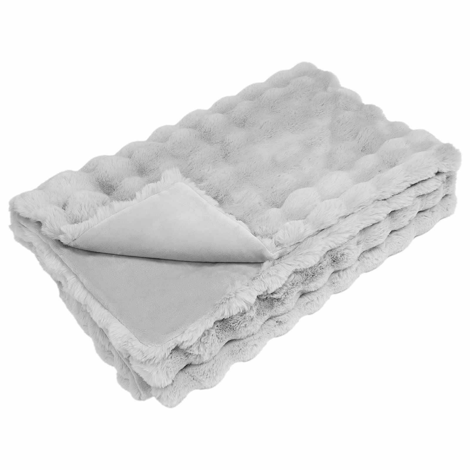 vidaXL Koc antypoślizgowy z sztucznego futra królika Olite 4 pcs Szary