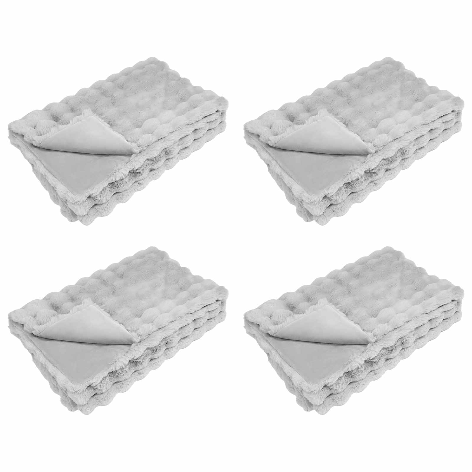 vidaXL Koc antypoślizgowy z sztucznego futra królika Olite 4 pcs Szary
