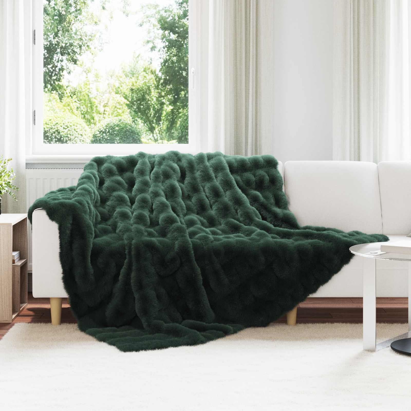 vidaXL Koc antypoślizgowy z sztucznego futra królika Olite 4 pcs
