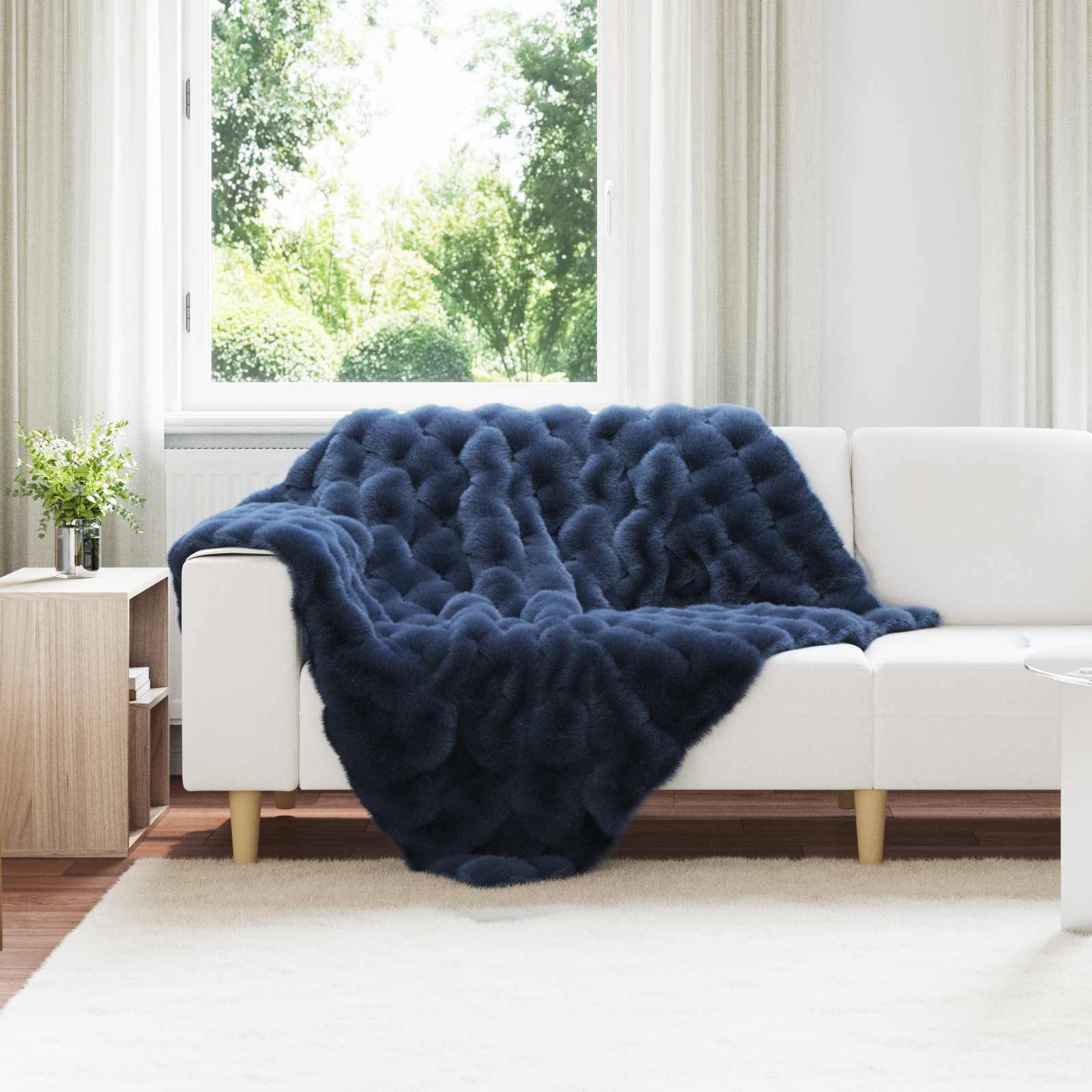 vidaXL Koc antypoślizgowy z sztucznego futra królika Olite 4 pcs