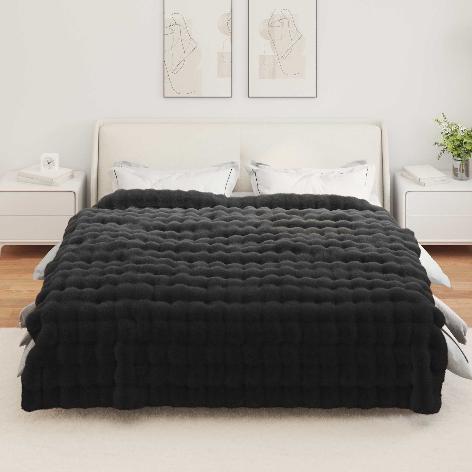 vidaXL Koc antypoślizgowy z sztucznego futra królika Olite 4 pcs