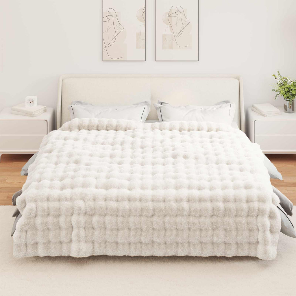 vidaXL Koc antypoślizgowy z sztucznego futra królika Olite 4 pcs Biały