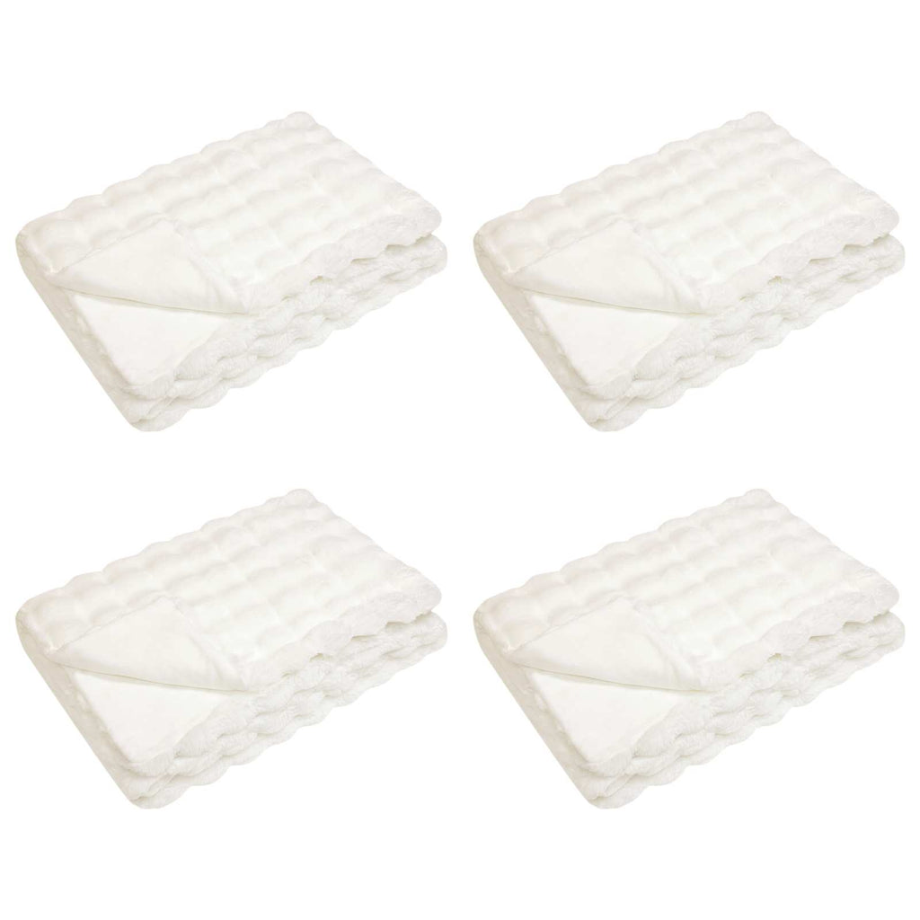vidaXL Koc antypoślizgowy z sztucznego futra królika Olite 4 pcs Biały