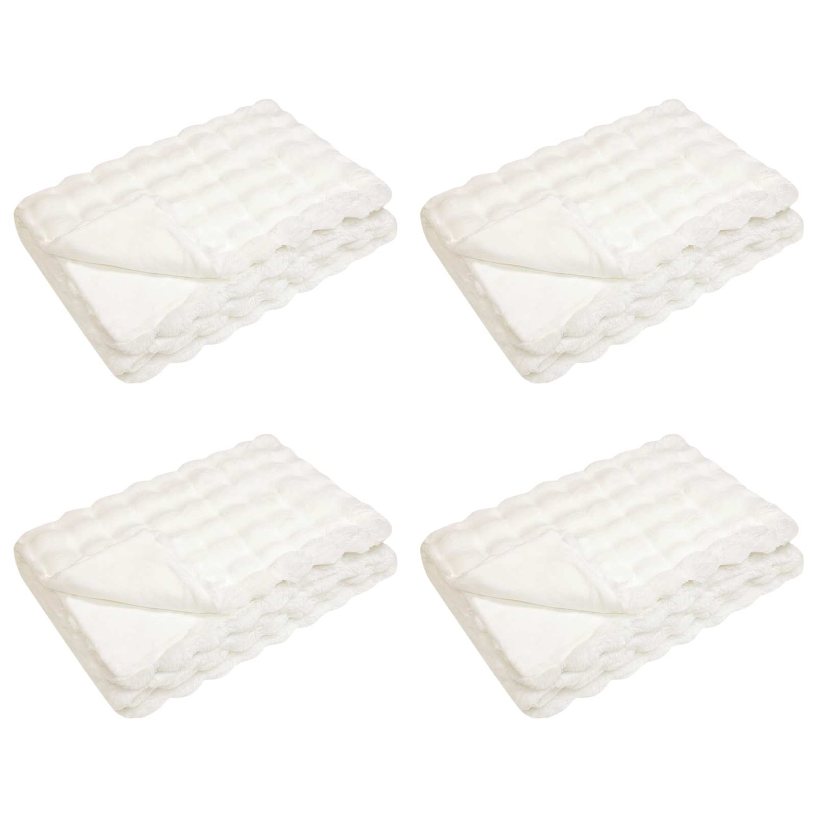 vidaXL Koc antypoślizgowy z sztucznego futra królika Olite 4 pcs Biały