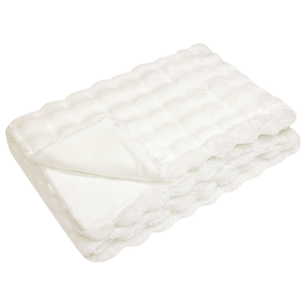 vidaXL Koc antypoślizgowy z sztucznego futra królika Olite 4 pcs Biały