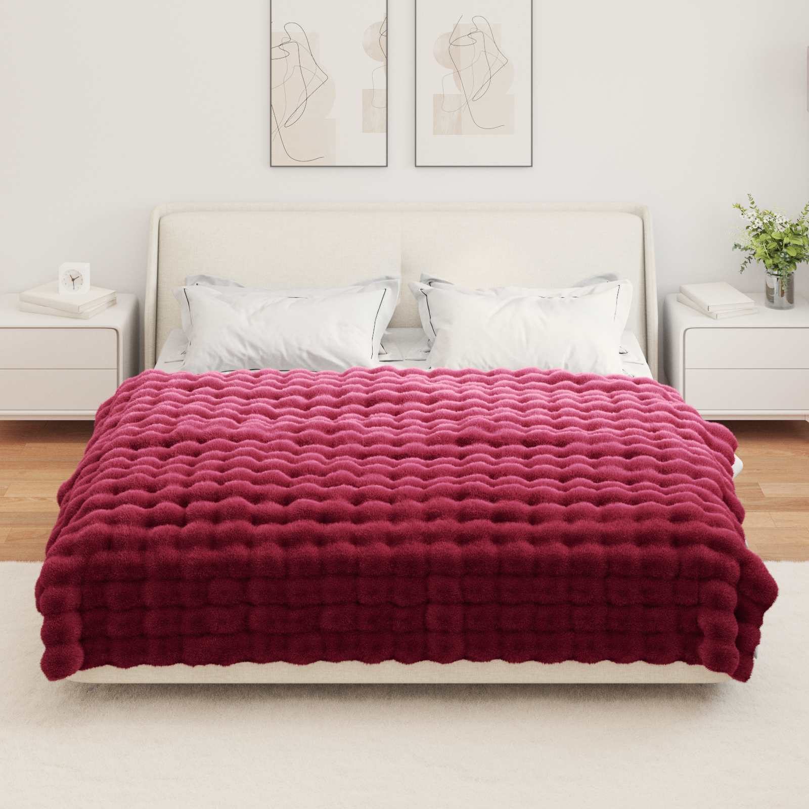 vidaXL Koc antypoślizgowy z sztucznego futra królika Olite 4 pcs