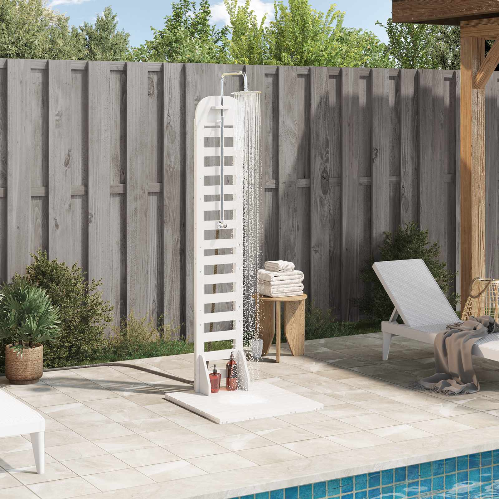 vidaXL Prysznic na zewnątrz 223 cm Biały