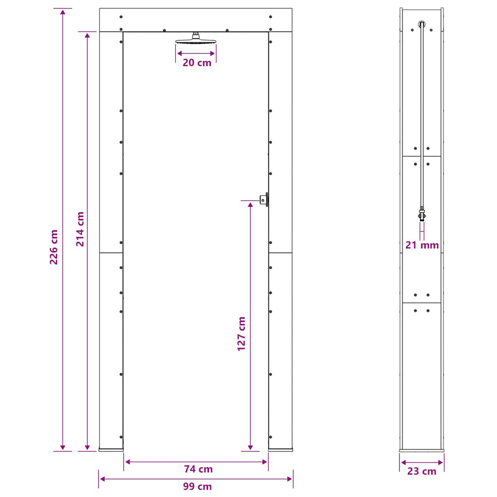 vidaXL Prysznic na zewnątrz 226 cm naturalny