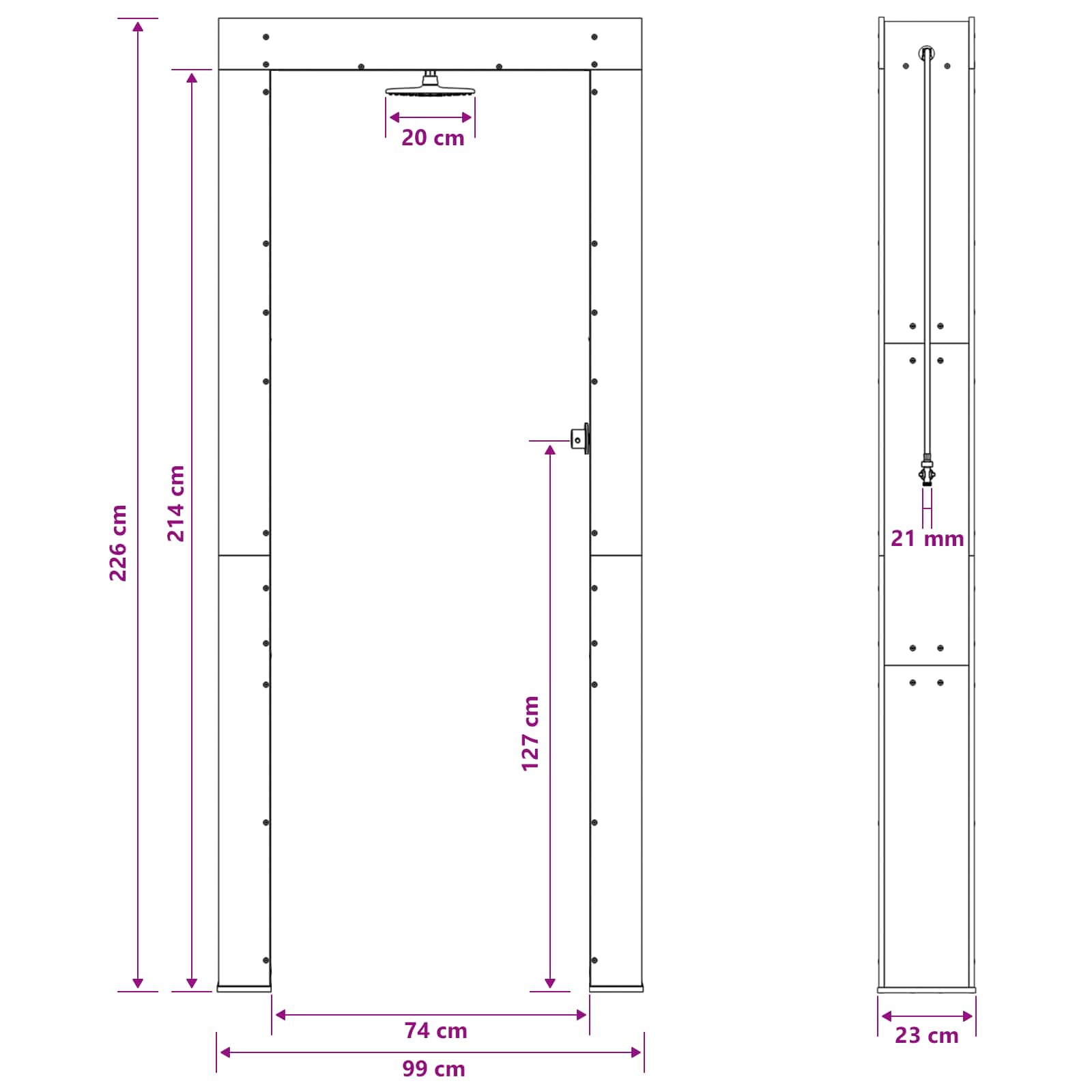 vidaXL Prysznic na zewnątrz 226 cm naturalny