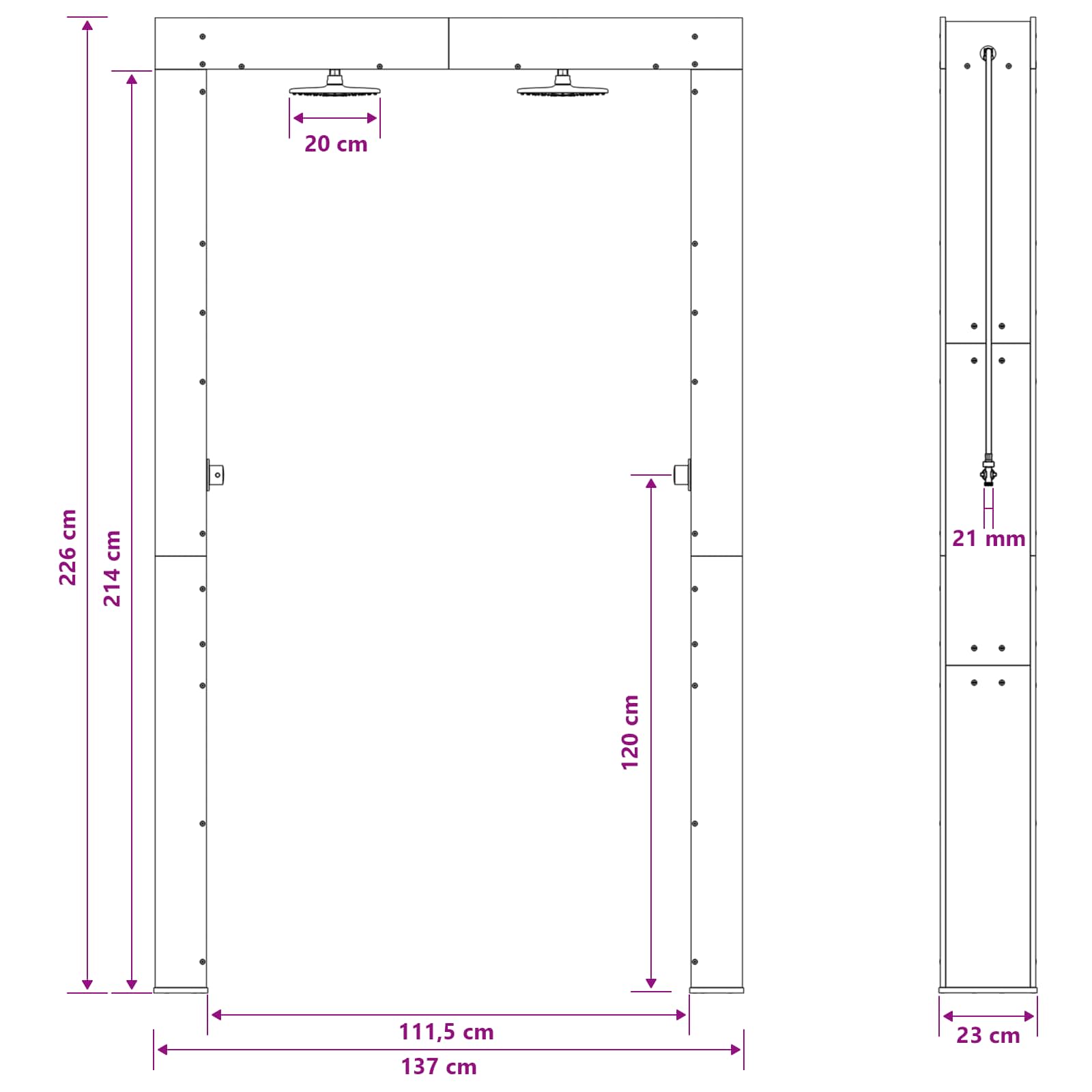 vidaXL Prysznic na zewnątrz 226 cm naturalny